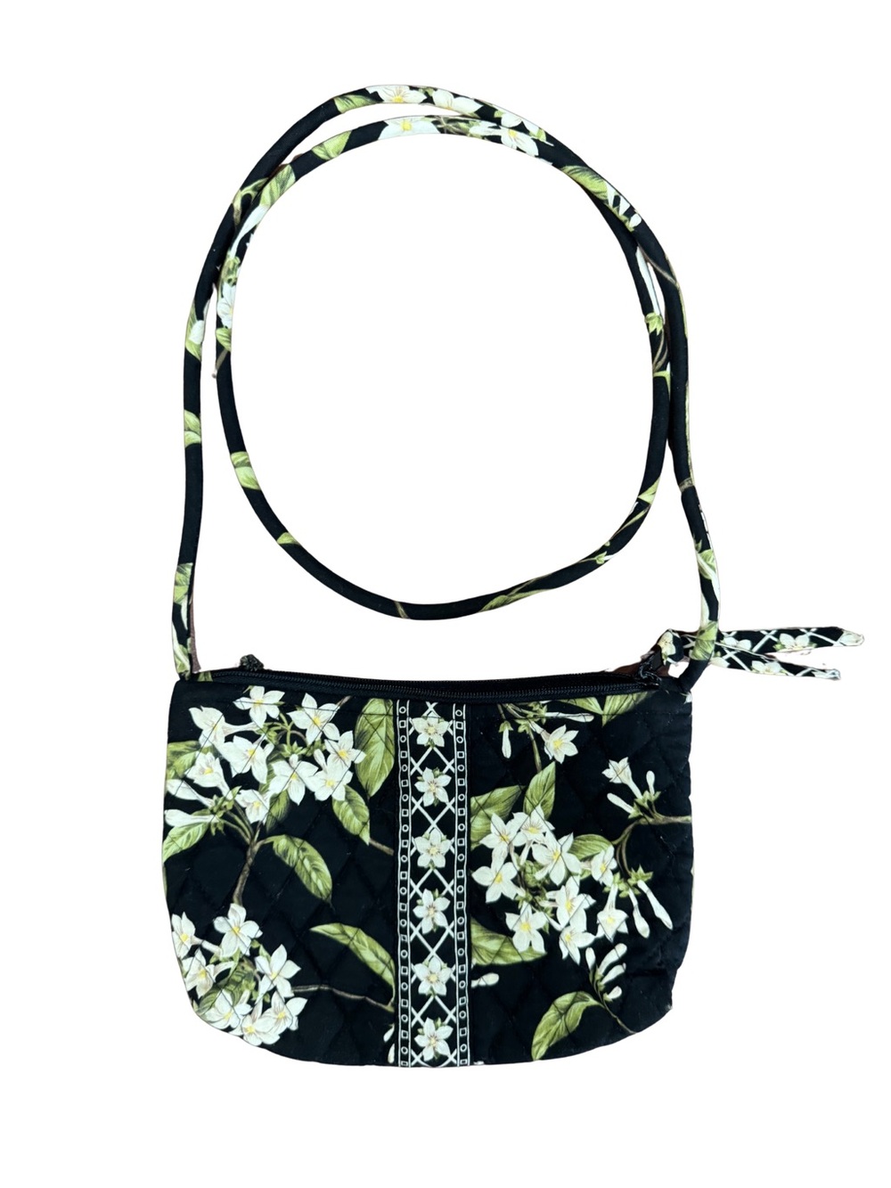 Vera Bradley Black White Floral Quilted Crossbody Shoulder Bag Vintage